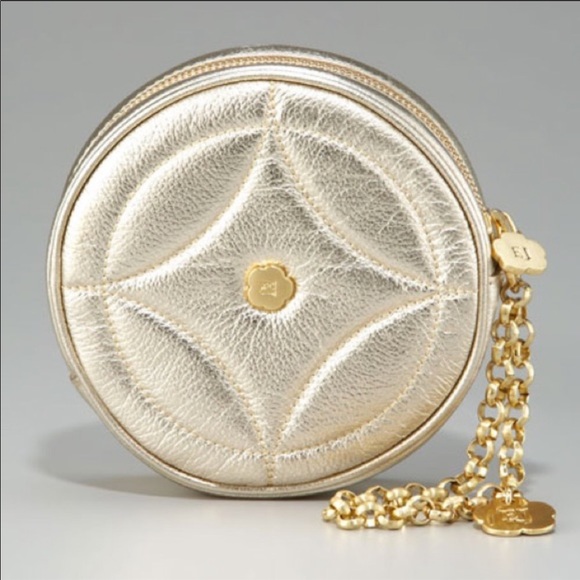 Eric Javits Handbags - Eric Javitz Round Gold Leather Wristlet